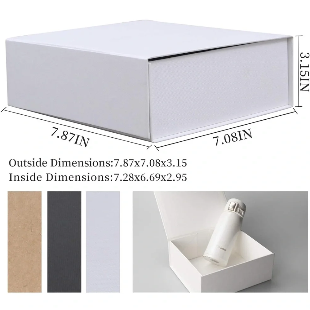 Set of 4- Rsgift 7.8x7x3.1 Inches,White‎ Gift Box with Lid,Collapsible